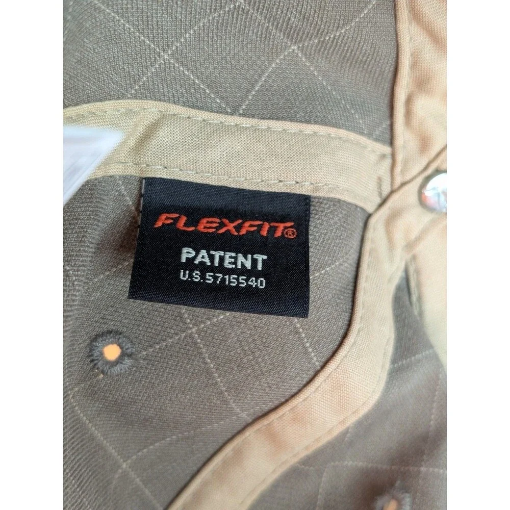 PUMA Grid Pattern Ripstop Baseball Cap Hat L/XL Gray Taupe Retro Patch Stretch